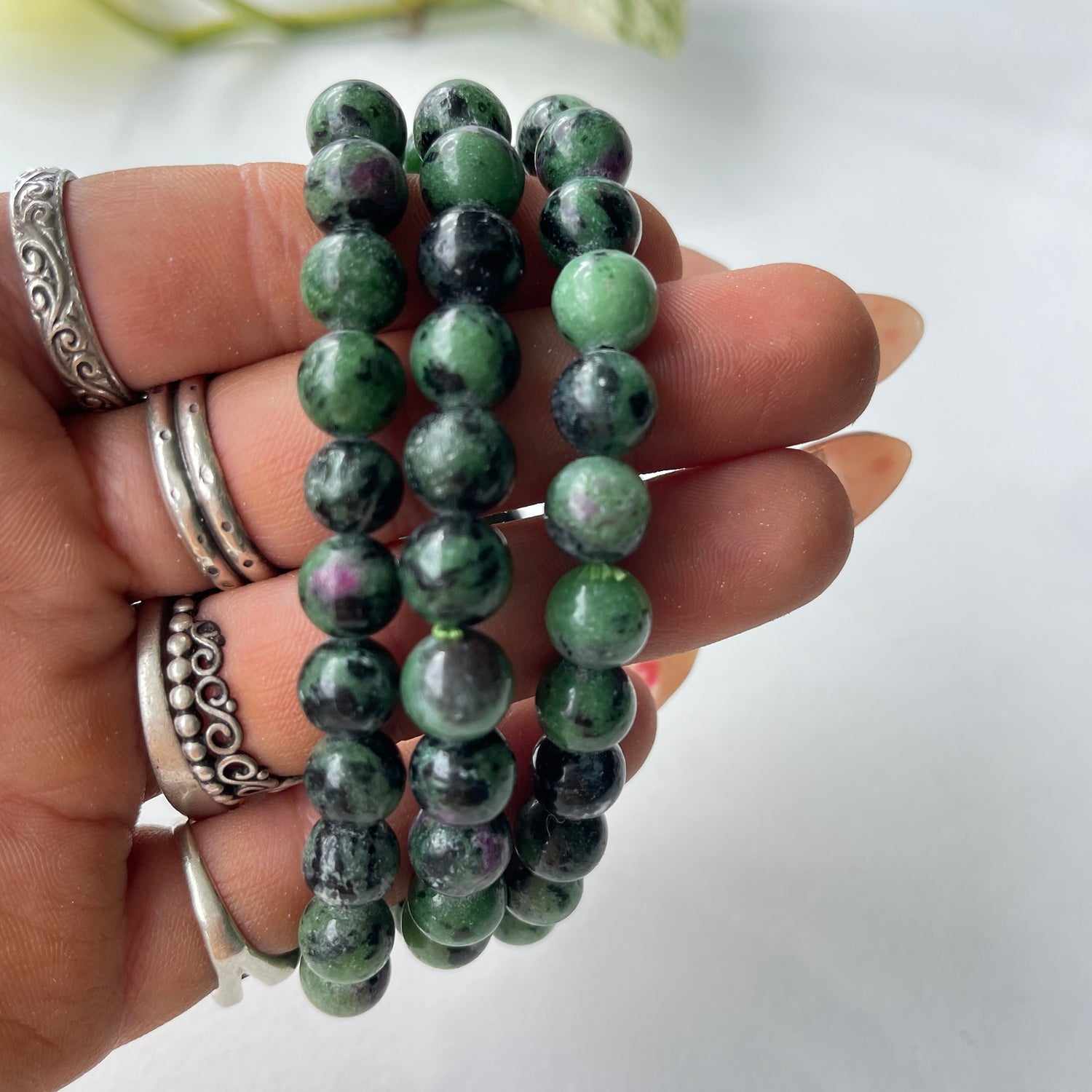 Ruby Zoisite Beaded Bracelet