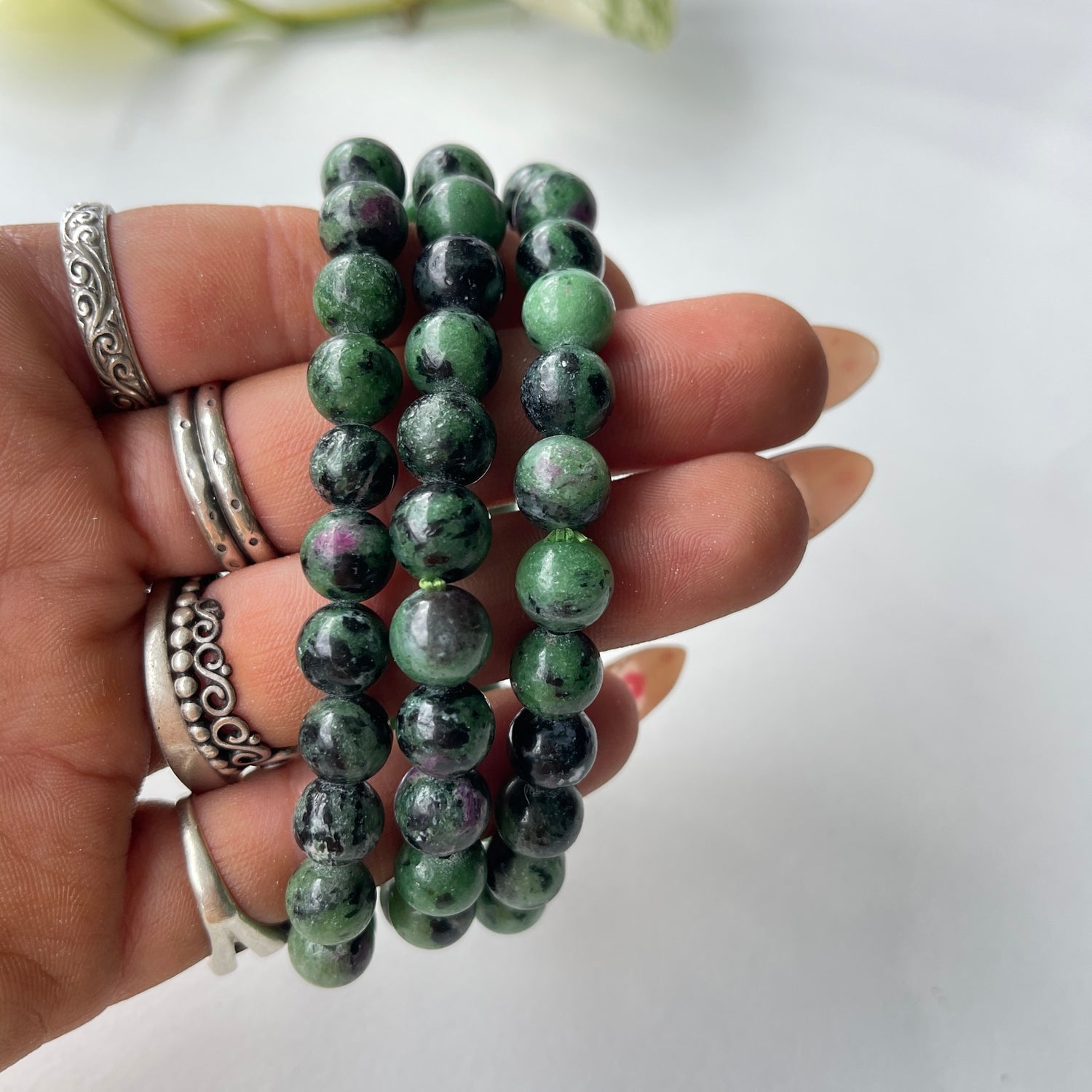 Ruby Zoisite Beaded Bracelet