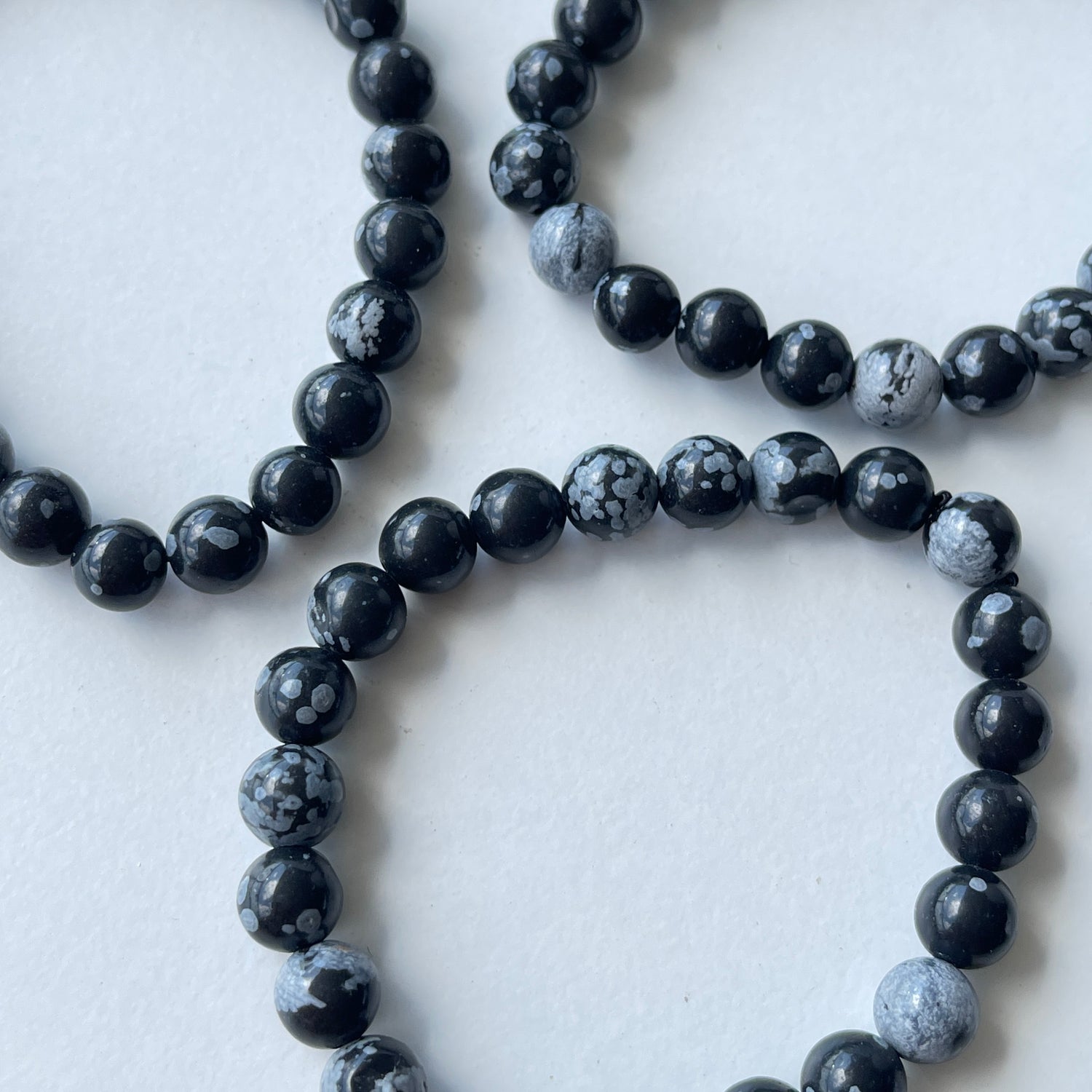 Snowflake Obsidian Beaded Bracelet