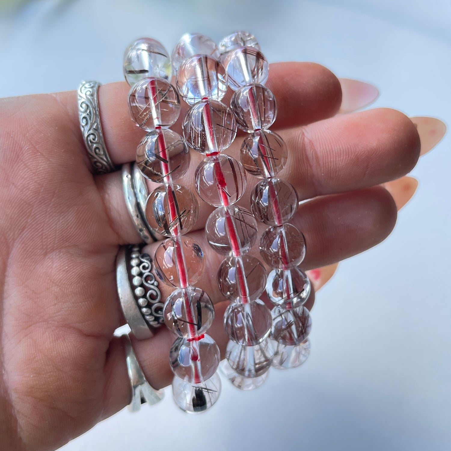 Red Rutilated Quartz Beaded Bracelet