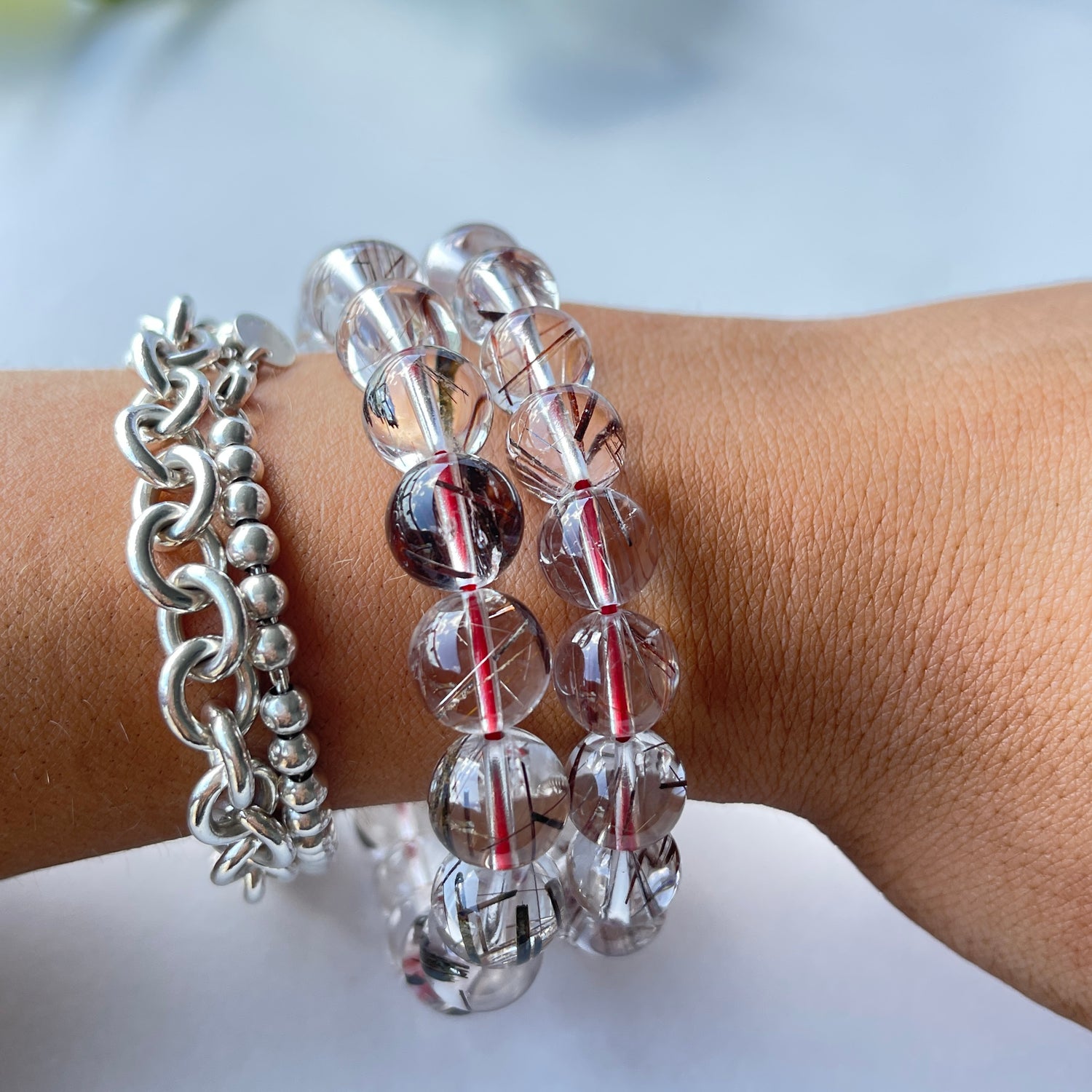 Red Rutilated Quartz Beaded Bracelet