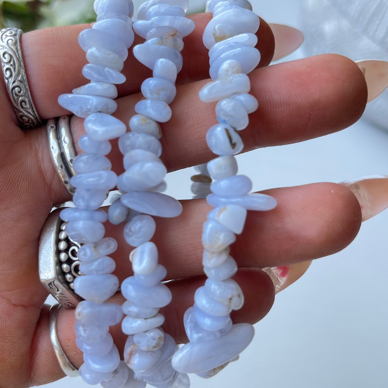 Blue Lace Agate Chip Bracelet