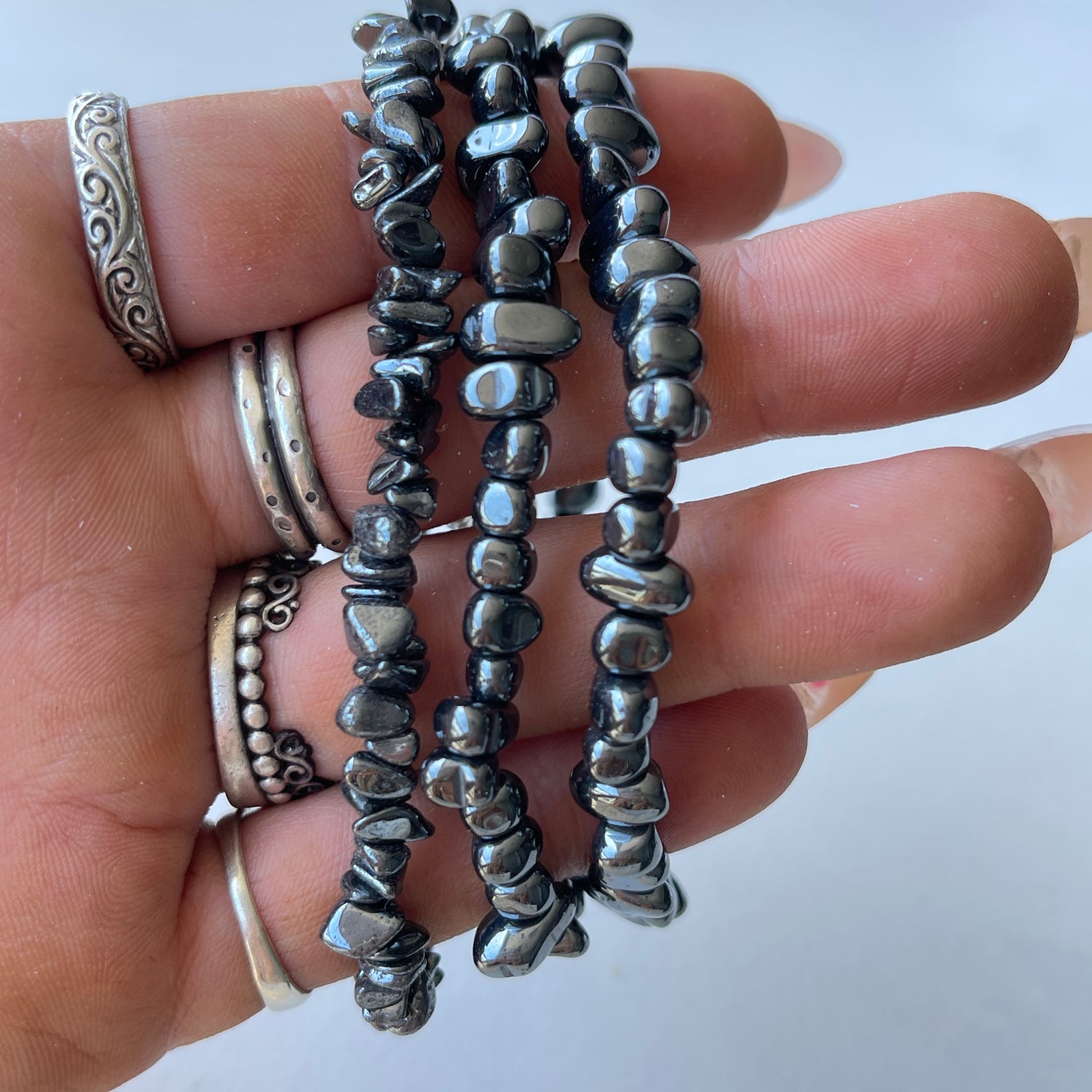 Hematite Chip Bracelet