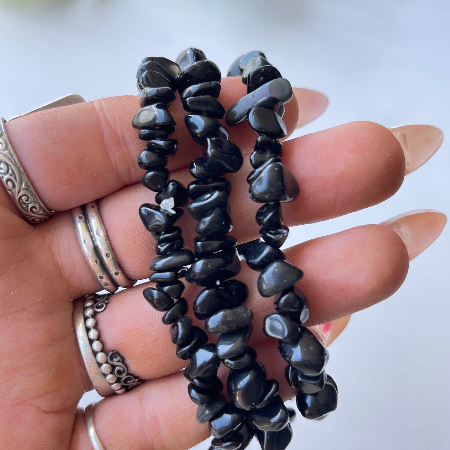 Black Obsidian Chip Bracelet