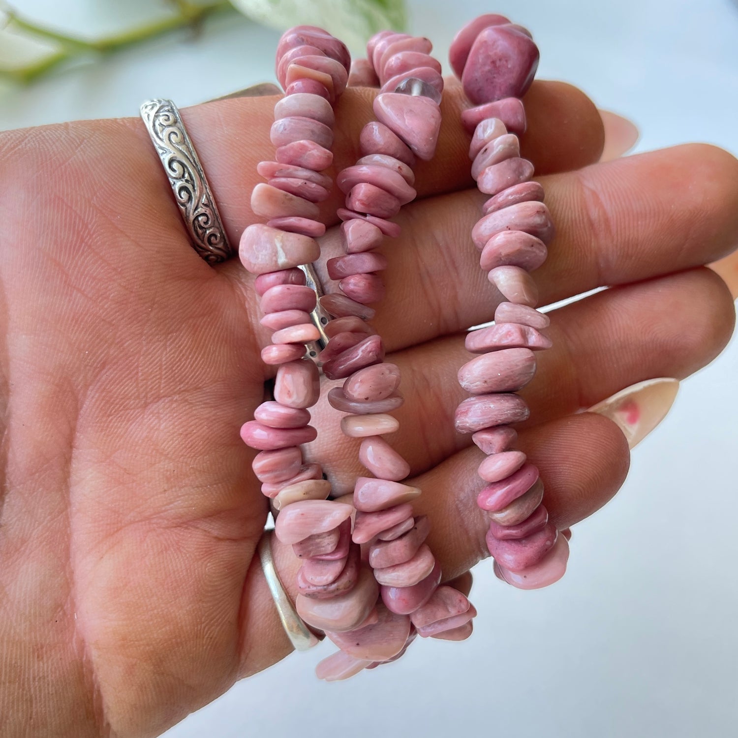 Peruvian Rhodonite Chip Bracelet