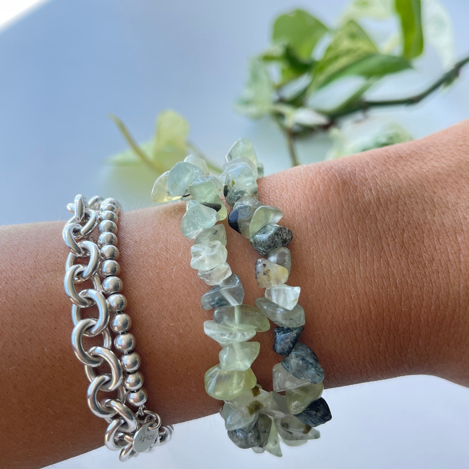 Prehnite Chip Bracelet
