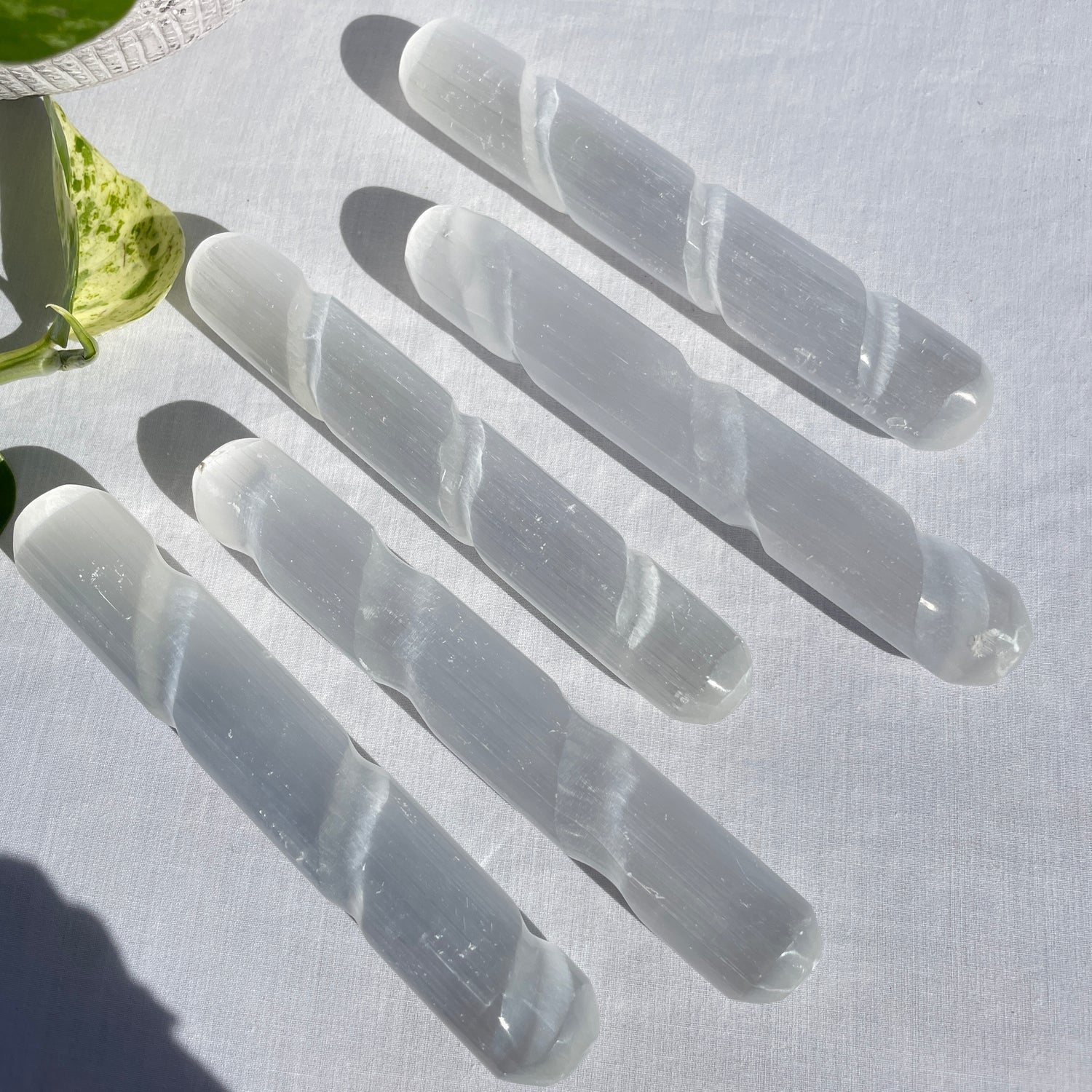 Selenite Spiral Wand 15cm