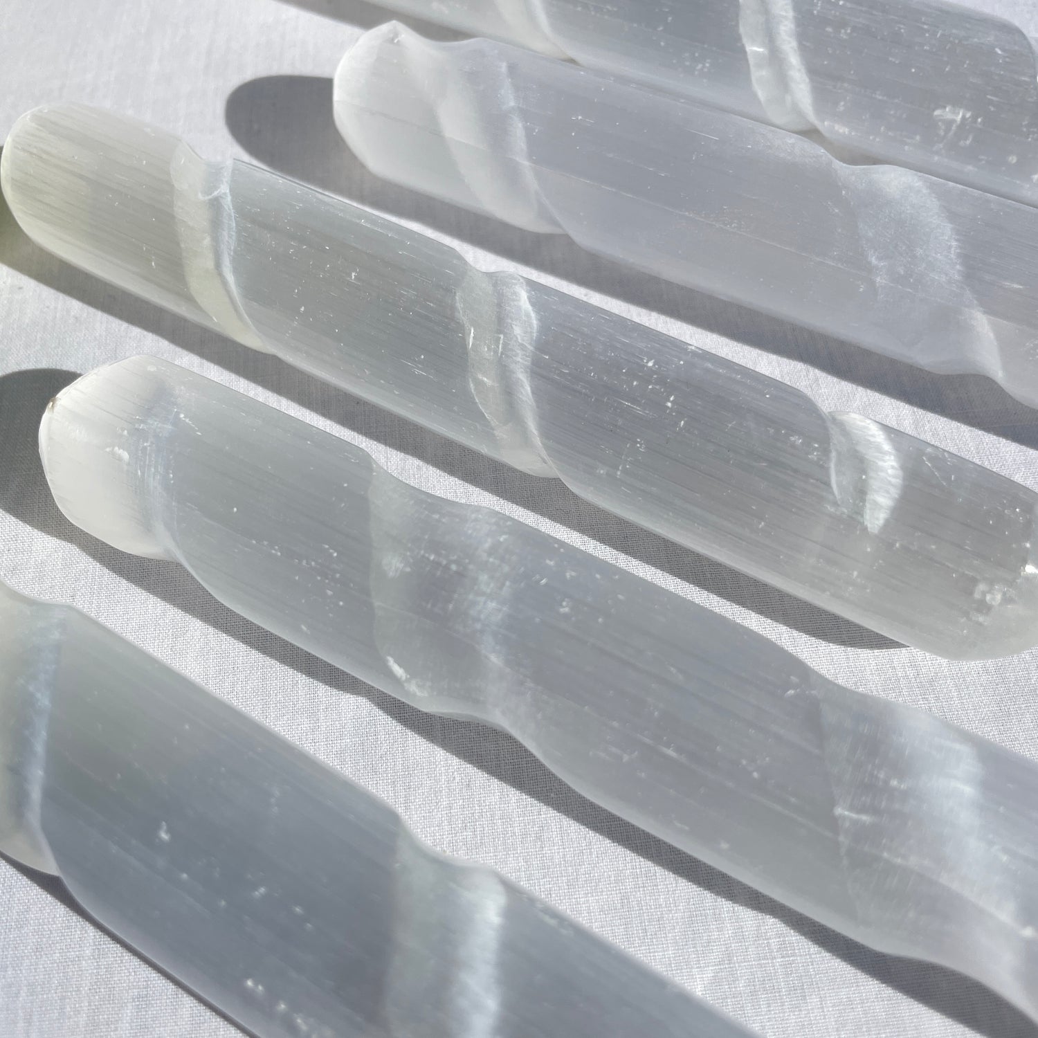 Selenite Spiral Wand 15cm