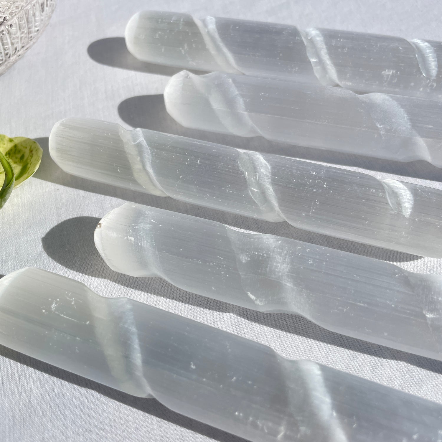 Selenite Spiral Wand 15cm