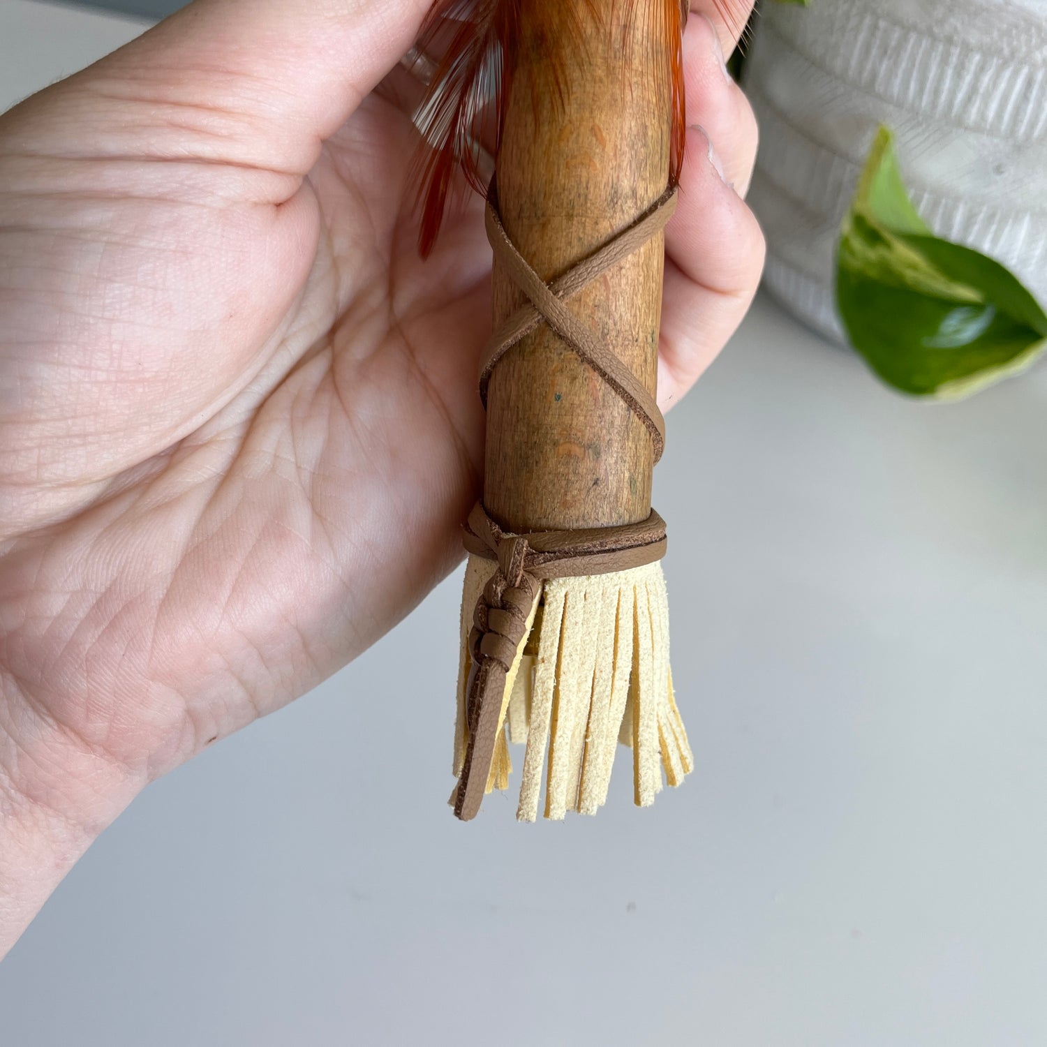 Indian Wand Citrine With Cow Skull